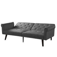 SCHLAFSOFA aus Samt in Grau mit verstellbaren Rückenlehnen - Grau, Textil (172/70/89cm) - Modfu