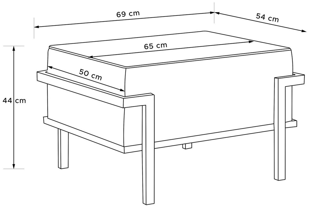 GARTENLOUNGE-HOCKER TRIGLO auf Metallfüßen, Modern, Weiß/Hellgrau - Hellgrau/Weiß, Textil/Metall (69/44/54cm) - KONSIMO®