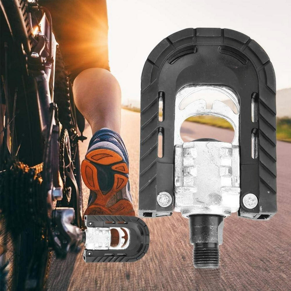 FAHRRADPEDALE Klappbar Aluminiumlegierung Schwarz - Schwarz, Metall (6/1.5/12cm)