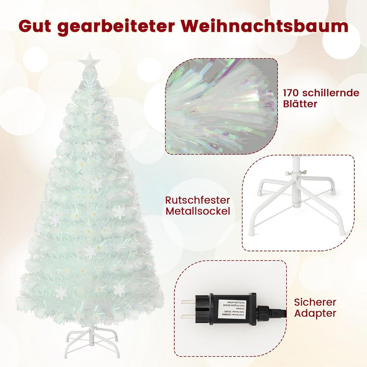 TANNENBAUM Weiß - Weiß, Kunststoff (150cm) - COSTWAY