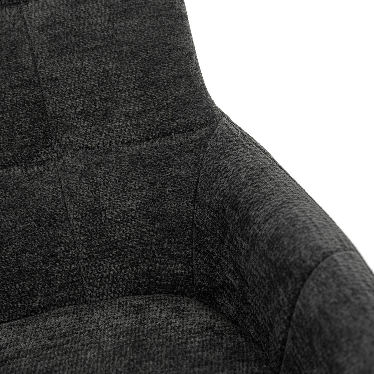 STUHL FUNO drehbar gepolsterter mit Steppung - graphit - Chenille - Dunkelgrau/Schwarz, Textil/Metall (58/87/60cm) - NEW HOME