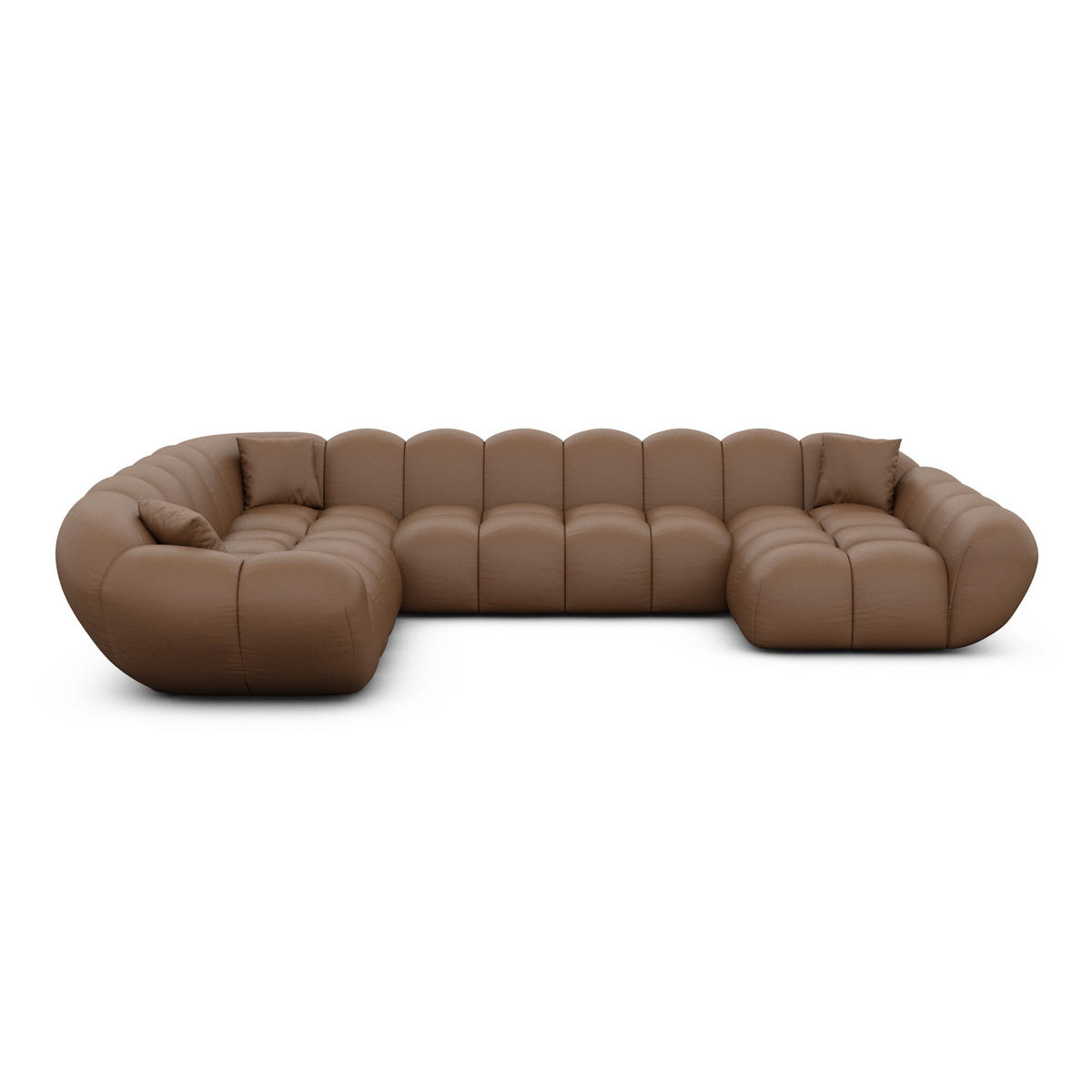 WOHNLANDSCHAFT Liva Braun Kunstleder U-Form XXL Rechts - Braun, Kunststoff (258/70/323cm) - VAROYAL