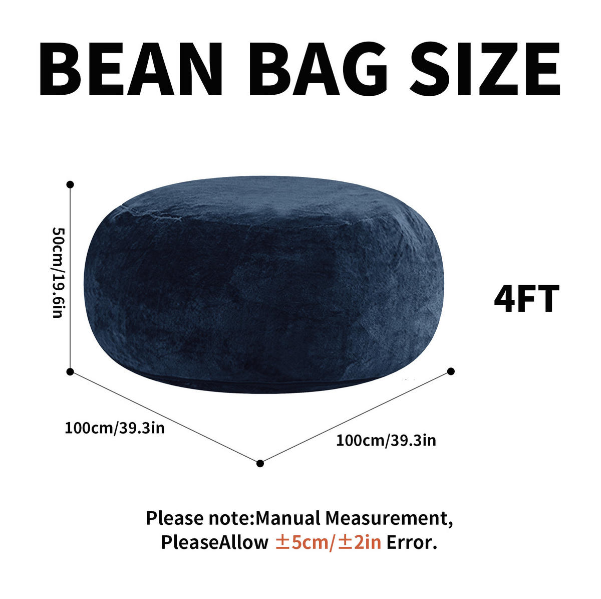 SITZSACK Sofa 122 cm Blue faltbar - Blau, Kunststoff (100/50/100cm) - Beauniv