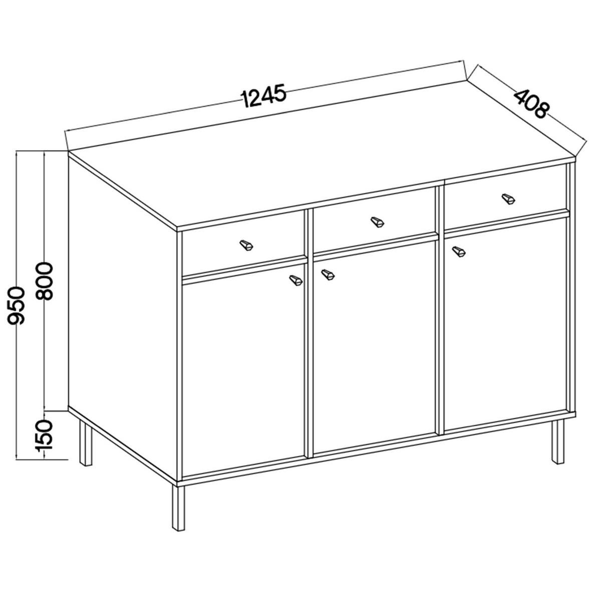 SIDEBOARD Oktio Schwarz-Graphit 125 cm - Goldfarben/Schwarz, Holzwerkstoff/Metall (124.5/95/40.8cm) - Selsey