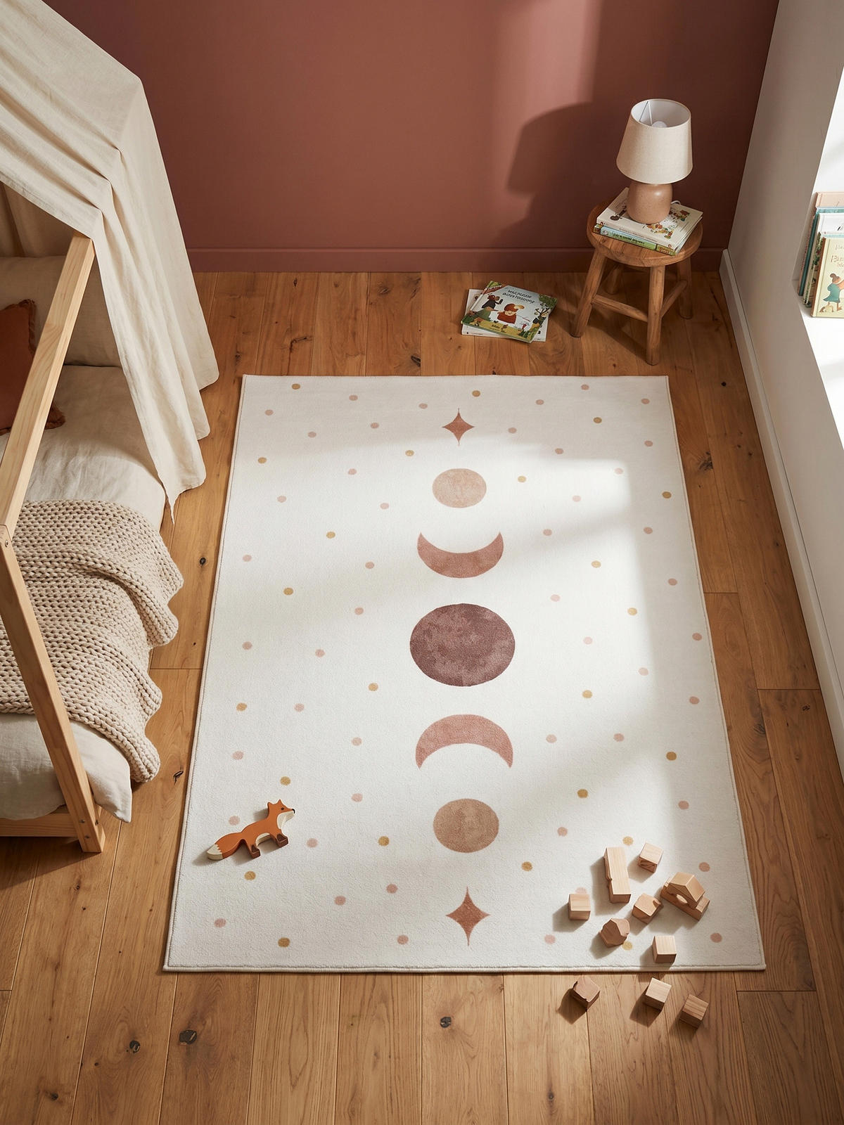 TEPPICH Kurzflor Waschbar TINO in Creme, mit Mondphasen-Motiv, 120 x 170 cm - Beige, Textil (170/120cm) - KADIMA DESIGN