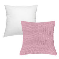 KISSENHÜLLE Strick rosa 45/45 cm mit Reißverschluss inkl. 100% Federkissen - Pink, Textil (45/45cm) - wometo