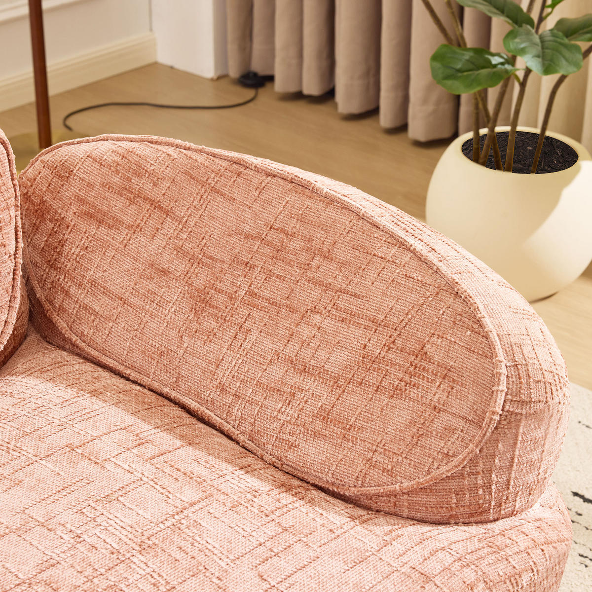 2-SITZER-SOFA DE-34984 gebogen mit 2 Kissen Rosa - Pink, Textil (87/65/170cm) - ComfortXL