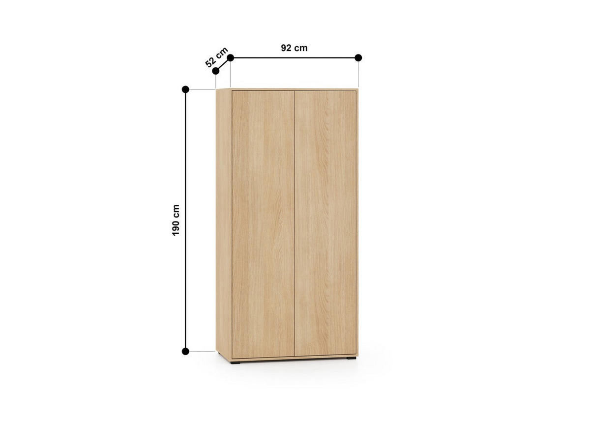 KLEIDERSCHRANK – 92 cm – Reynos – Eichefarben - Eichefarben, Holzwerkstoff (92/190/52cm) - hi-markt