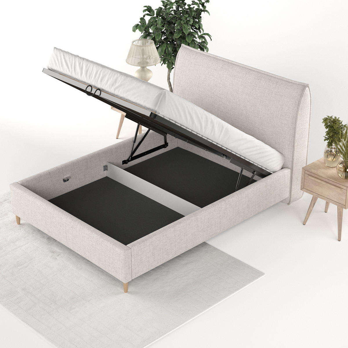 POLSTERBETT Mira 160/200 cm Hellbeige im Neve Stoff - Sandfarben/Naturfarben, Holz/Holzwerkstoff (160/200cm) - AltaBeds