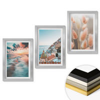 WANDBILDER 3er Set - 20x30 cm Silberner Rahmen - Sonnenuntergang am Meer, Häuser, Blumen - Silberfarben, Kunststoff (20/30cm) - ArtPrintCave