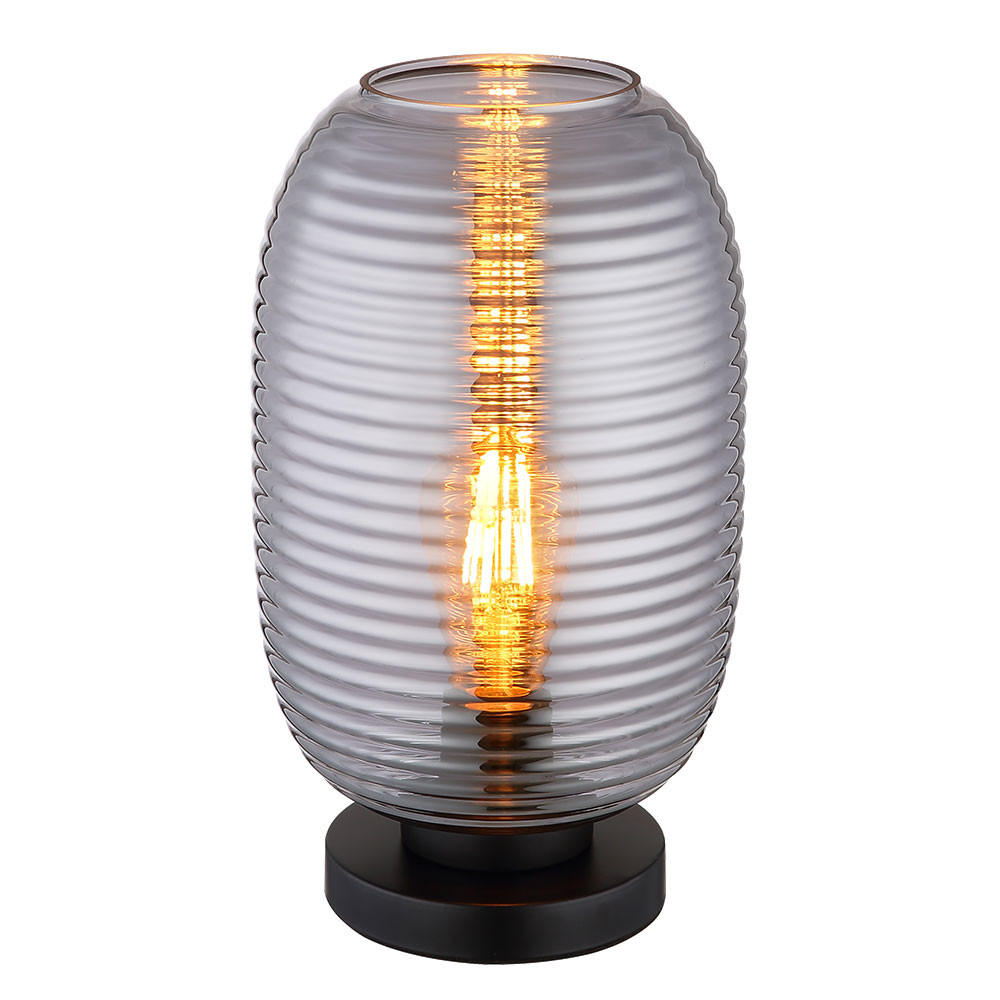 TISCHLEUCHTE Metall Schwarz Rauchglas - Schwarz, Glas (19/20/34.5cm) - Globo Lighting