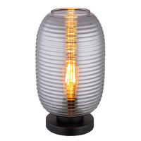 TISCHLEUCHTE Metall Schwarz Rauchglas - Schwarz, Glas (19/20/34.5cm) - Globo Lighting