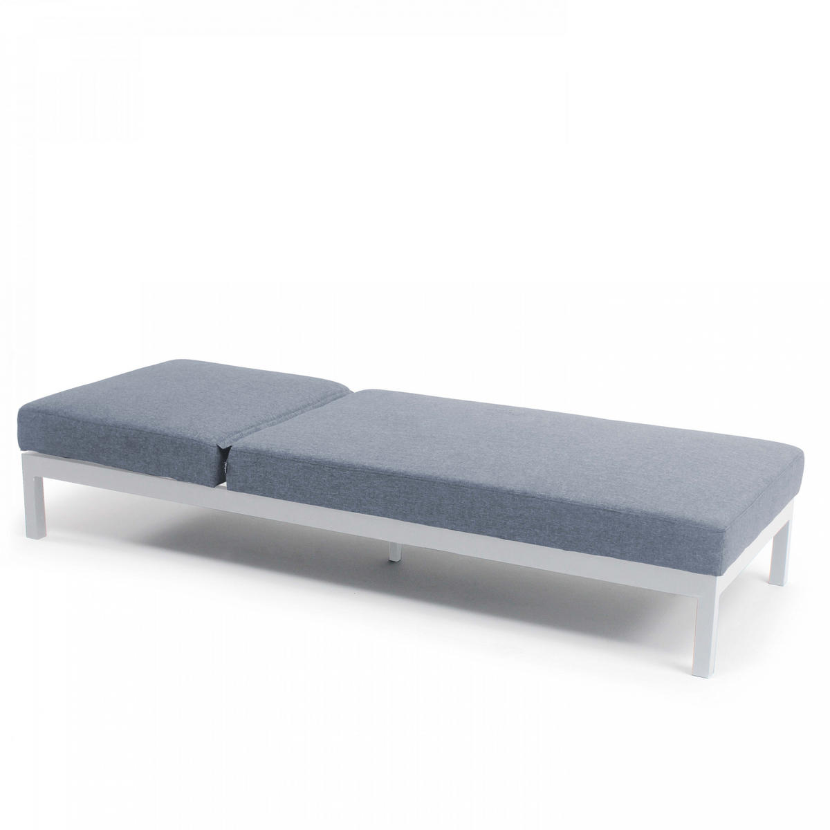 SONNENLIEGE mit Ablage, 4-tlg., Weiß - Weiß, Metall (75/74/202cm) - Oviala