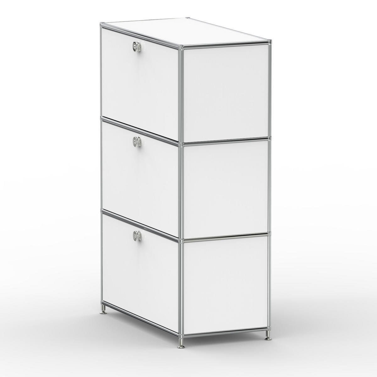 HOCHSCHRANK, 3 Klappen, Schloss, Breite 77 cm, Signalweiß - Chromfarben/Silberfarben, Metall (40/118/77.2cm) - Versee