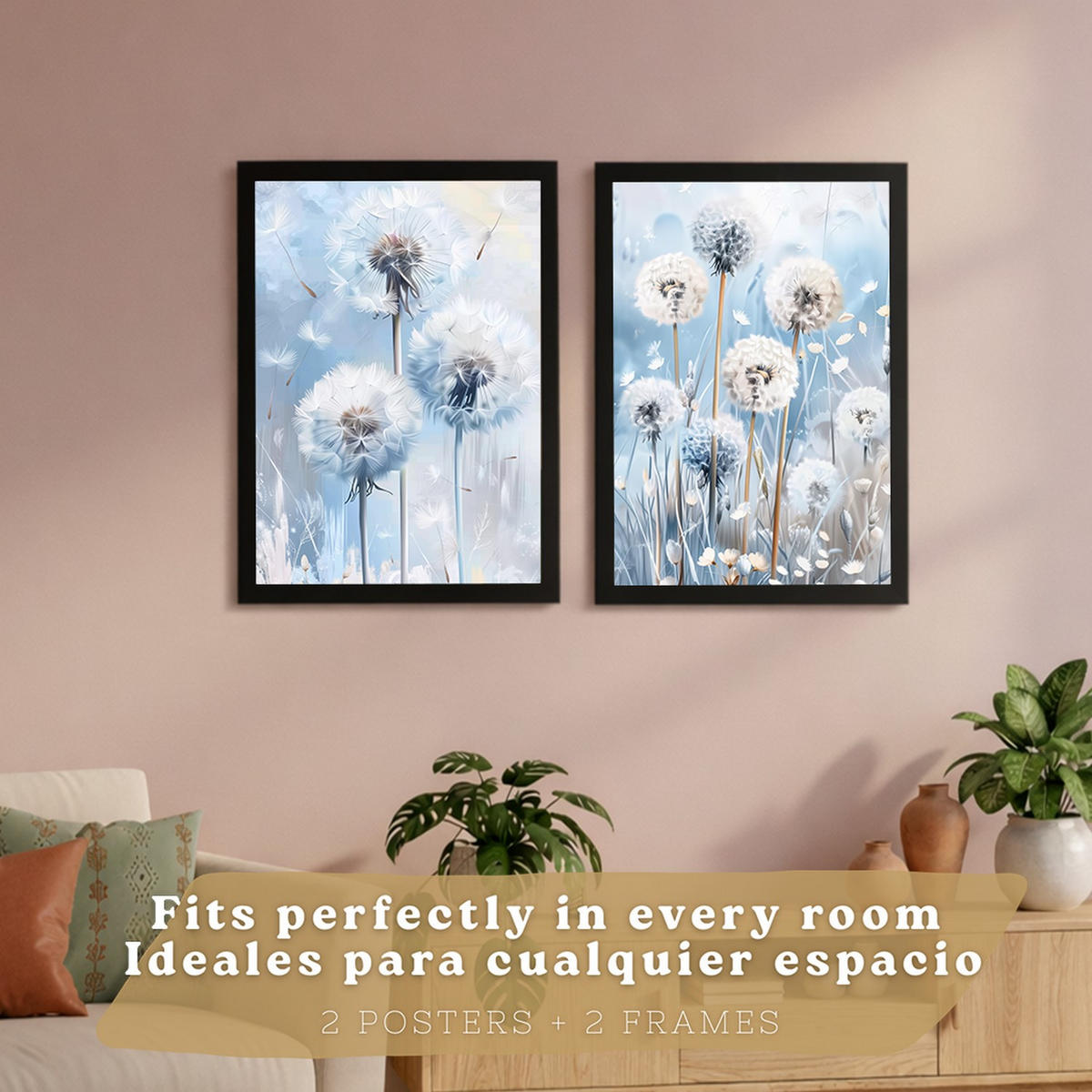 PLAKAT Sada 2 Sweet Blue 2 A3 Černý rám - černá, papír (29.7/1/42cm) - Nacnic