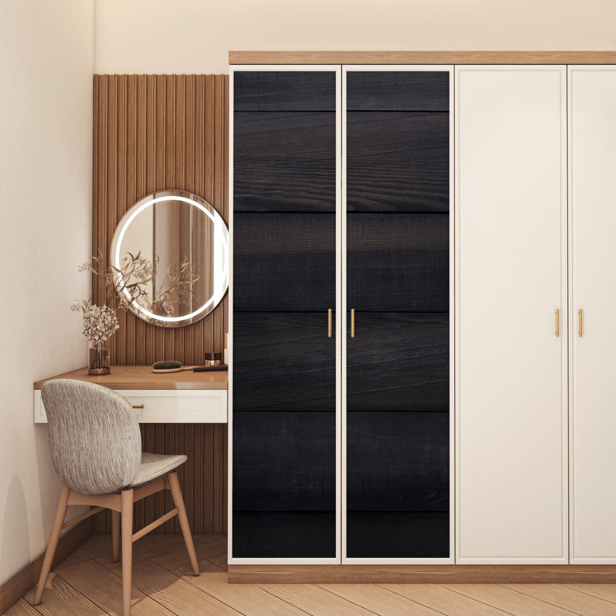NALEPKA ZA VRATA Videz lesa 75x205 cm - črna, umetna masa (75/0.1cm) - MuchoWow