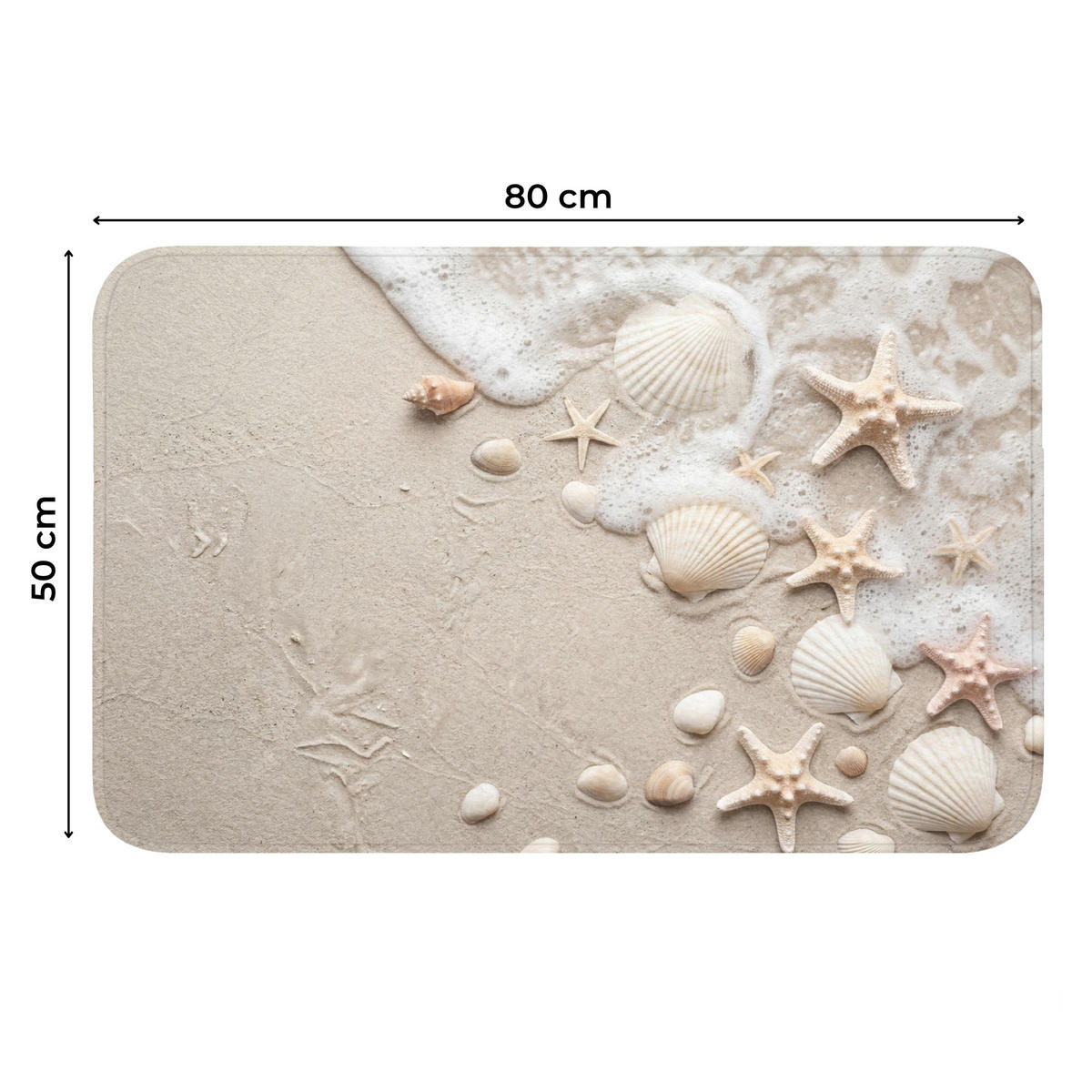 WC PŘEDLOŽKA Mušle - Hvězdice - Pláž 80x50 cm - písková barva, textil/plast (80/1cm) - OnlyWow