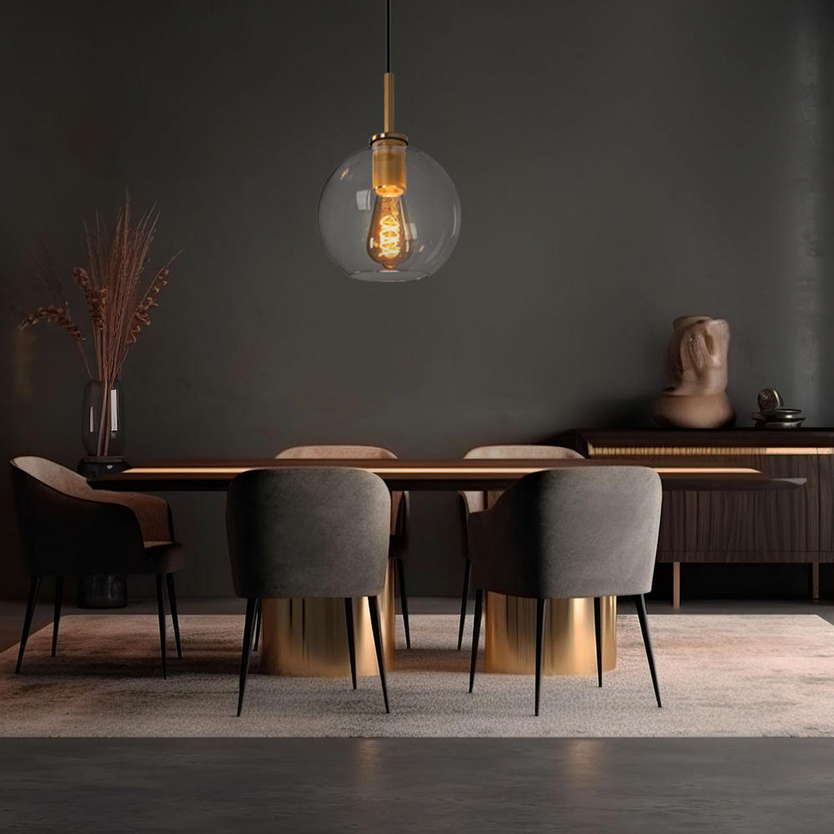 HÄNGELEUCHTE Metall Glas Klar Messing - Klar, Glas (20/20/120cm) - Globo Lighting