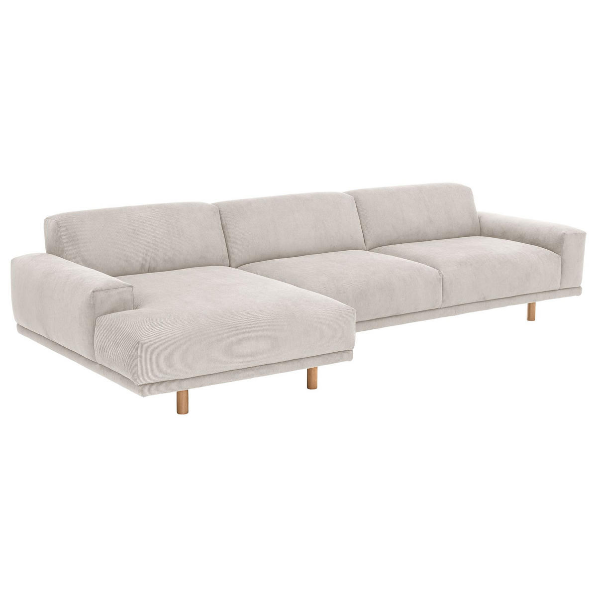 ECKSOFA mit Longchair links Kattryna Cordstoff beige - Beige, Kunststoff (133/283cm) - 58aufmkessel