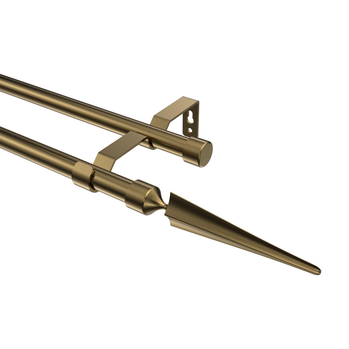 GARDINENSTANGE Olymp Lorenzo 320 cm (geteilt in 2 x 160 cm), 2-läufig (ohne Ringe), 16 mm Ø Messing Antik - Messingfarben/Bronzefarben, Metall (320cm) - INTERDECO