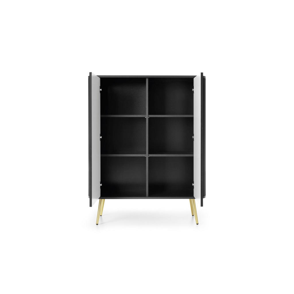 Thumbnail - Deine Möbel 24 Hochkommode, Schwarz, Gold, Holzwerkstoff, 103x129x39 cm, Wohnzimmer, Kommoden & Sideboards, Highboards