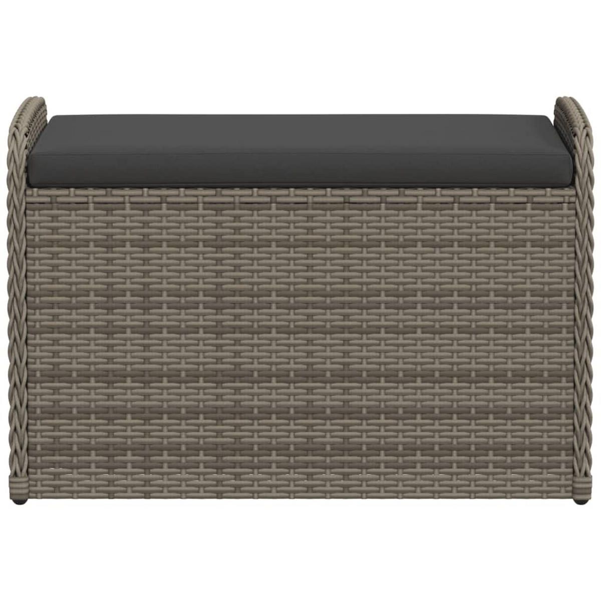 SITZBANK Mit Stauraum & Kissen Grau 80/51/52 Cm Poly Rattan - Schwarz/Grau, Kunststoff/Textil (80/52/51cm) - vidaXL