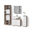 BADMÖBEL-SET Eisak Weiß/Sonoma 4 Teile, mit Hochschrank - Weiß/Sonoma Eiche, Holzwerkstoff (80/60/33cm) - Livinity®