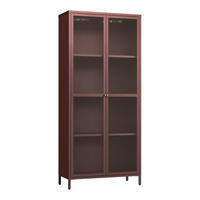 VITRINENSCHRANK Säkylä - Bordeaux, Glas/Metall (80/180/35cm) - [en.casa]