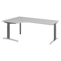 SCHREIBTISCH Serie-XB 120/200/74 cm in Grau/Graphitfarben/Alu poliert - Silberfarben/Graphitfarben, Holzwerkstoff (120/200/74cm) - bümö