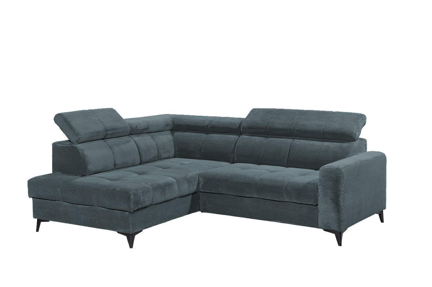 ECKSOFA mit elektronische Sitztiefenverstellung, USB-Anschluss und stilvollem Breitcord-Bezug - Blau, Textil (243/200cm) - ed exciting design