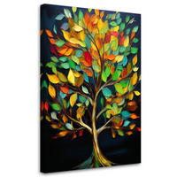 WANDBILD baum bunte blätter abstraktion - Multicolor, Textil (40/60cm) - Feeby