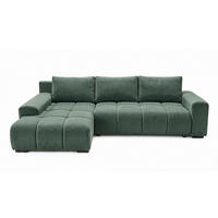 ECKSOFA Ovia mit Bettkasten und Schlaffunktion, Bouclé-Stoff in L-Form - Grün, Textil (270/185cm)