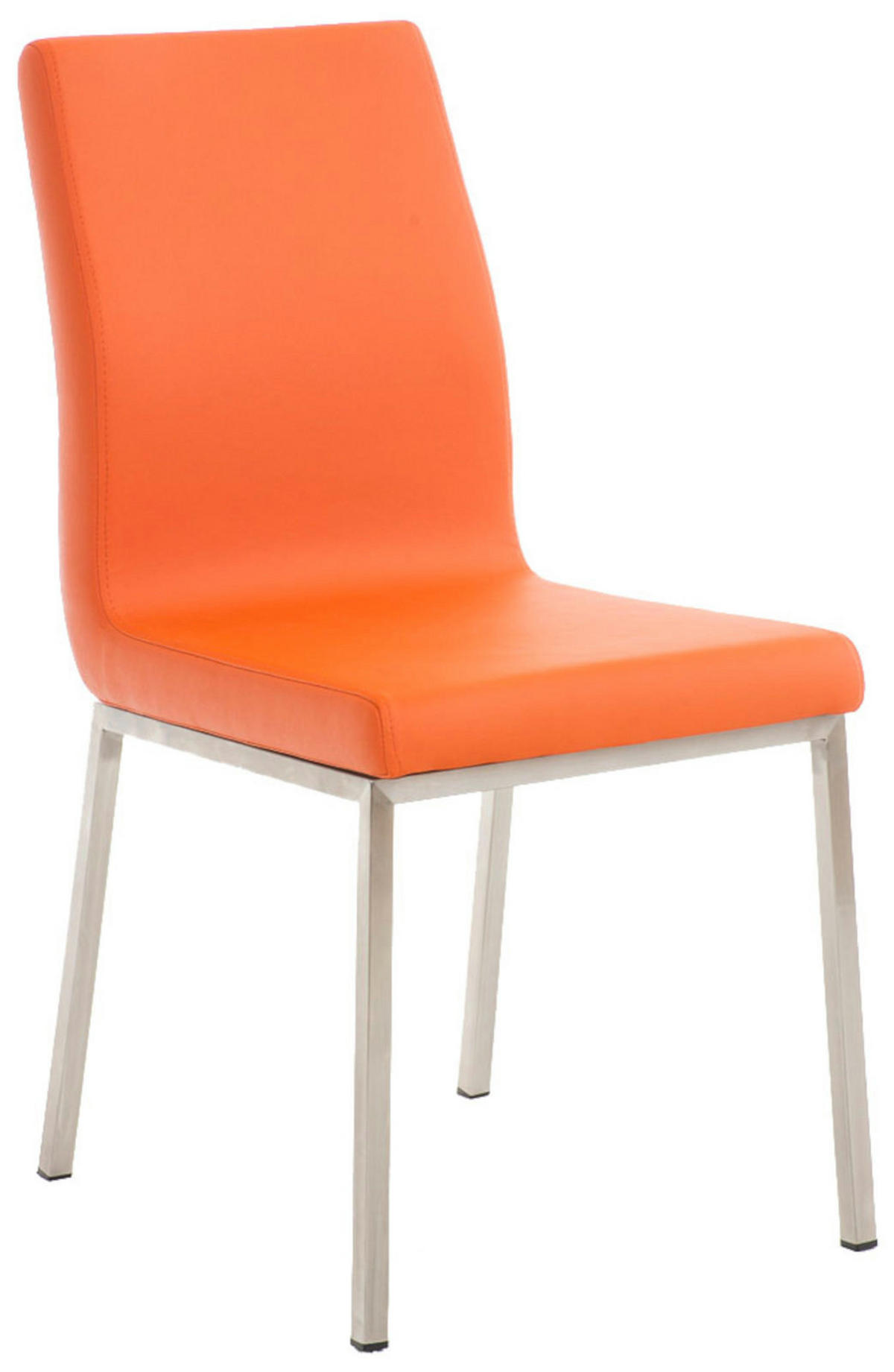 STUHL 2er Set Lederlook Orange - Edelstahlfarben/Orange, Textil/Metall (40/88/50cm) - CLP