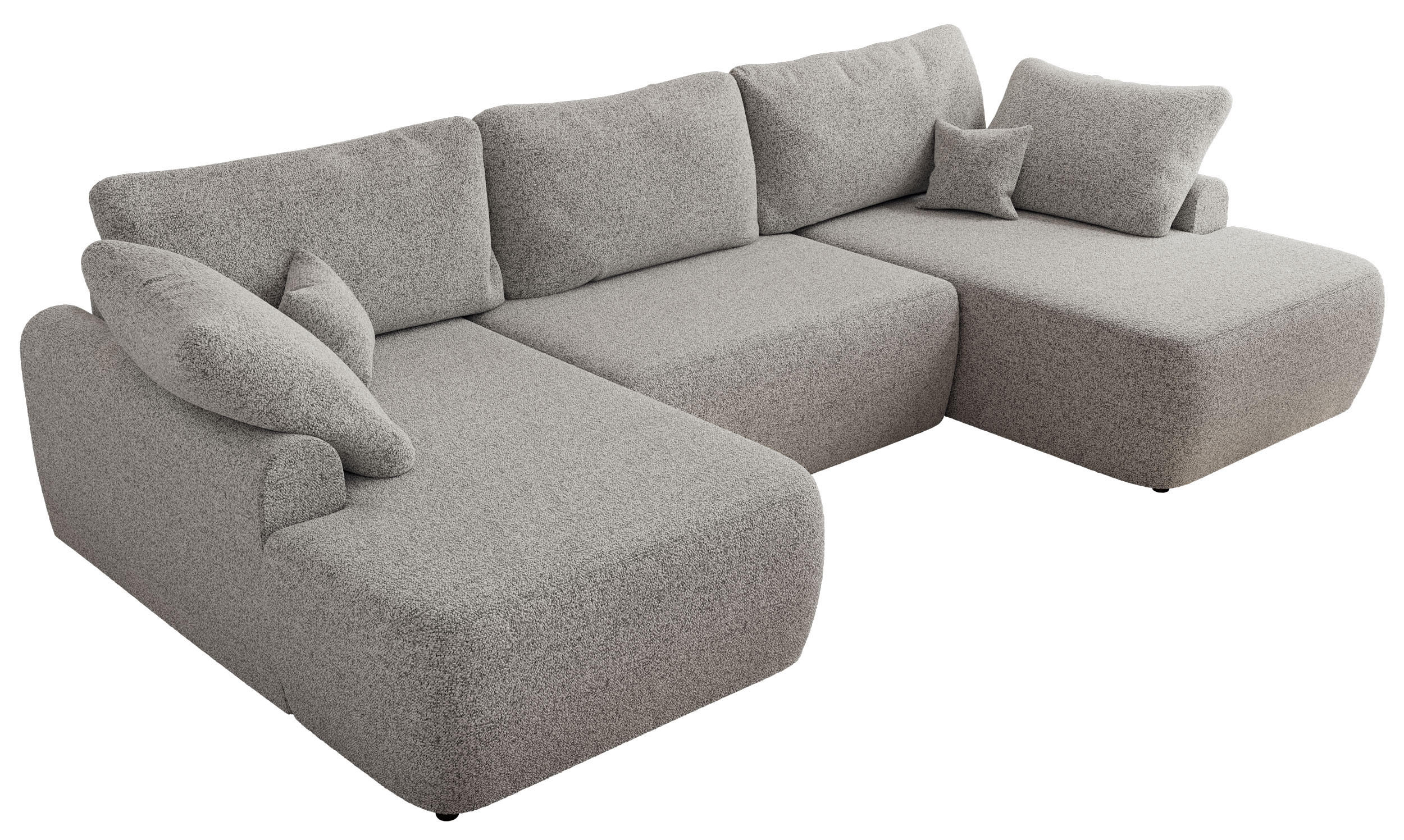 WOHNLANDSCHAFT CUBO U Hellgrau Struktur - Hellgrau/Schwarz, Kunststoff/Textil (370/100/187cm) - MKS