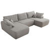 WOHNLANDSCHAFT CUBO U Hellgrau Struktur - Hellgrau/Schwarz, Kunststoff/Textil (370/100/187cm) - MKS
