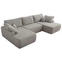 WOHNLANDSCHAFT CUBO U Hellgrau Struktur - Hellgrau/Schwarz, Kunststoff/Textil (370/100/187cm) - MKS