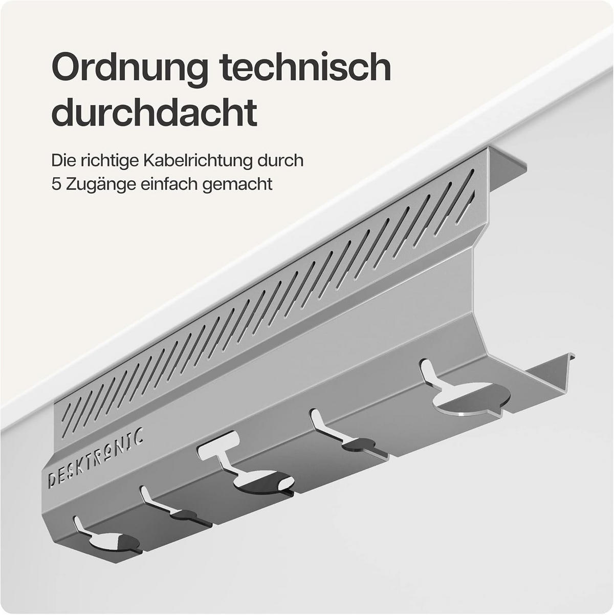 KABELKANAL Schreibtisch Grau, 2x43cm, Hochwertiger Stahl - Grau, Metall (43/12/10cm) - Desktronic