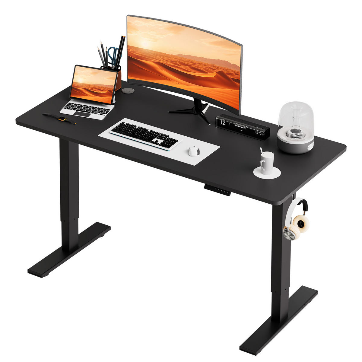 SCHREIBTISCH elektrisch höhenverstellbar 60 x 110 cm, mit Memory- und Kollisionsschutzfunktion - Schwarz, Metall (110/60/117cm) - HOMAVO