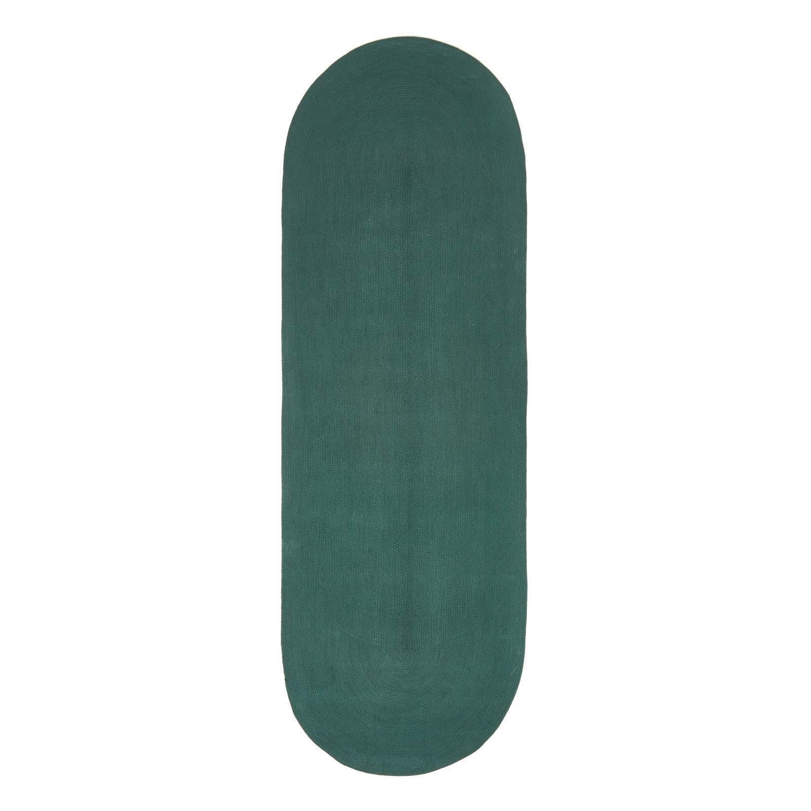 TEPPICHLÄUFER geflochten oval 66/200 cm - Waldgrün, Textil (66/200cm) - Homescapes