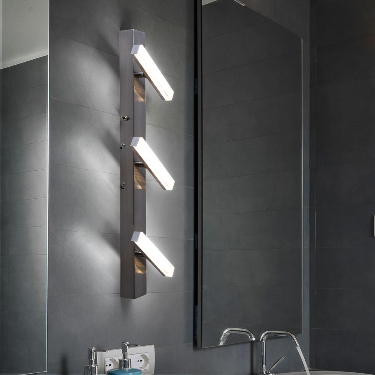 LED WANDLEUCHTE Lombardia Silber Metall - Silberfarben, Metall (17/58/7cm) - Globo Lighting