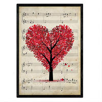 POSTER Baum-Herz Auf Musiknoten. 30X40cm Rahmenlos - Klar, Papier (30/5/40cm) - Nacnic
