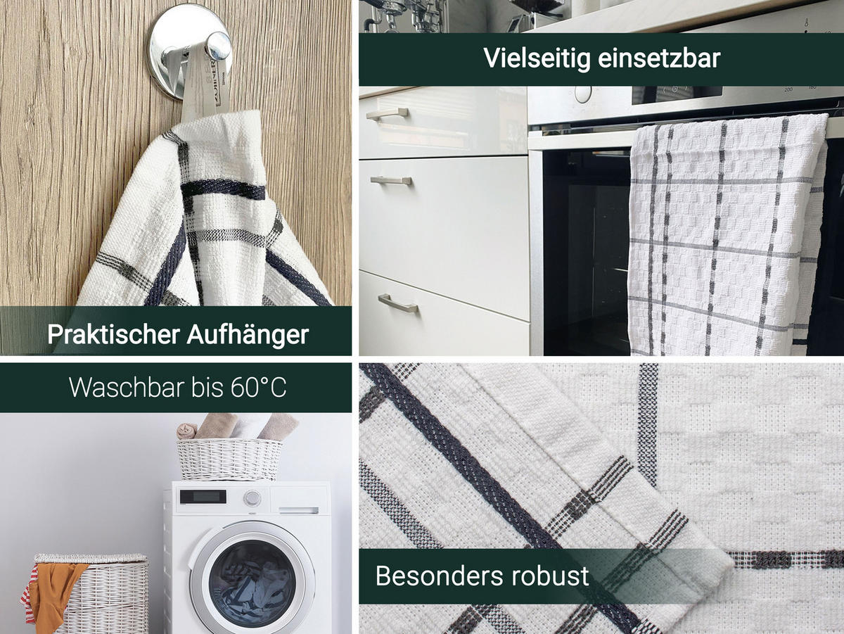 GESCHIRRTÜCHER, 10er-Set, 45x60 cm, 100% Baumwolle, Braun - Weiß, Textil (45/60cm) - Zollner