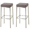 BARHOCKER 2er Set Stoff grau - Edelstahlfarben/Grau, Textil/Metall (37/85/37cm) - CLP