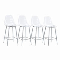 BARHOCKER 4er-Set mit Metallgestell Transparent/Silber - Silberfarben, Metall (45/102/51.2cm) - Meubliv