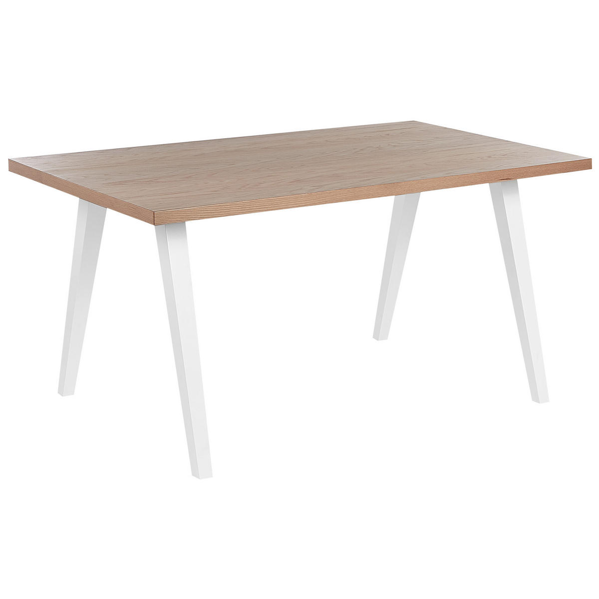 ESSZIMMERTISCH 150/90/75 cm Hellbraun, Weiß Rechteckig Lenister - Hellbraun, Holzwerkstoff (150/90/75cm) - Beliani