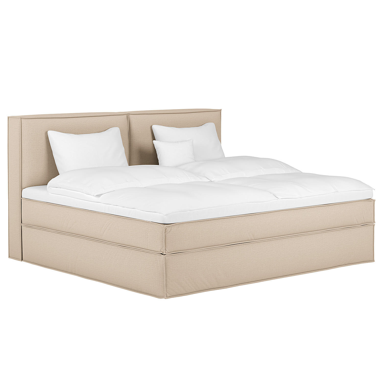 FAMILIENBETT BOXSPRINGBETT - Beige, Textil (240/200cm) - home24