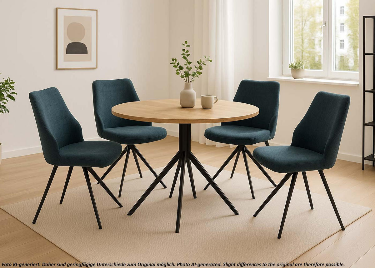 ESSZIMMERSTUHL Schwarz, Petrol 2er-Set - Petrol/Schwarz, Textil (55/88/42cm) - MCW