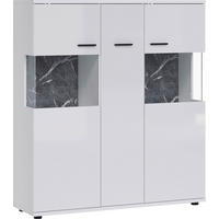 HIGHBOARD Henley weiß Hochglanz / Einsatz Sinope Marble 120 / 37 / 134cm - Weiß Hochglanz/Weiß, Holzwerkstoff/Kunststoff (120/134/37cm) - Feldmann-Wohnen