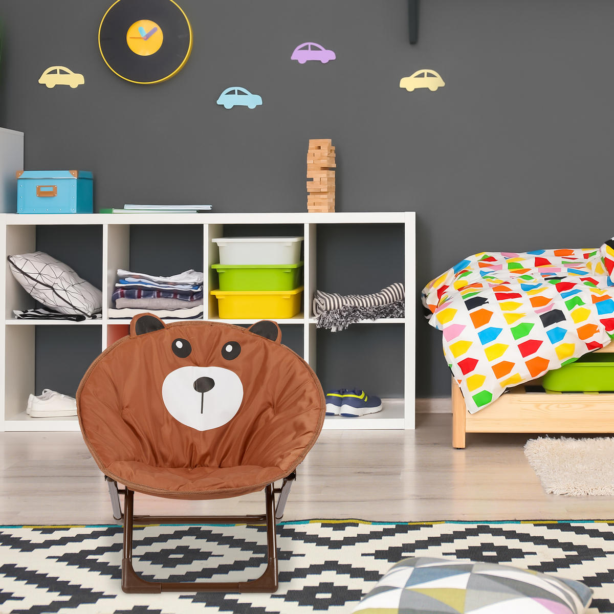 KINDERSTUHL Moonchair - Braun, Kunststoff/Textil (50/47/48cm) - Relaxdays