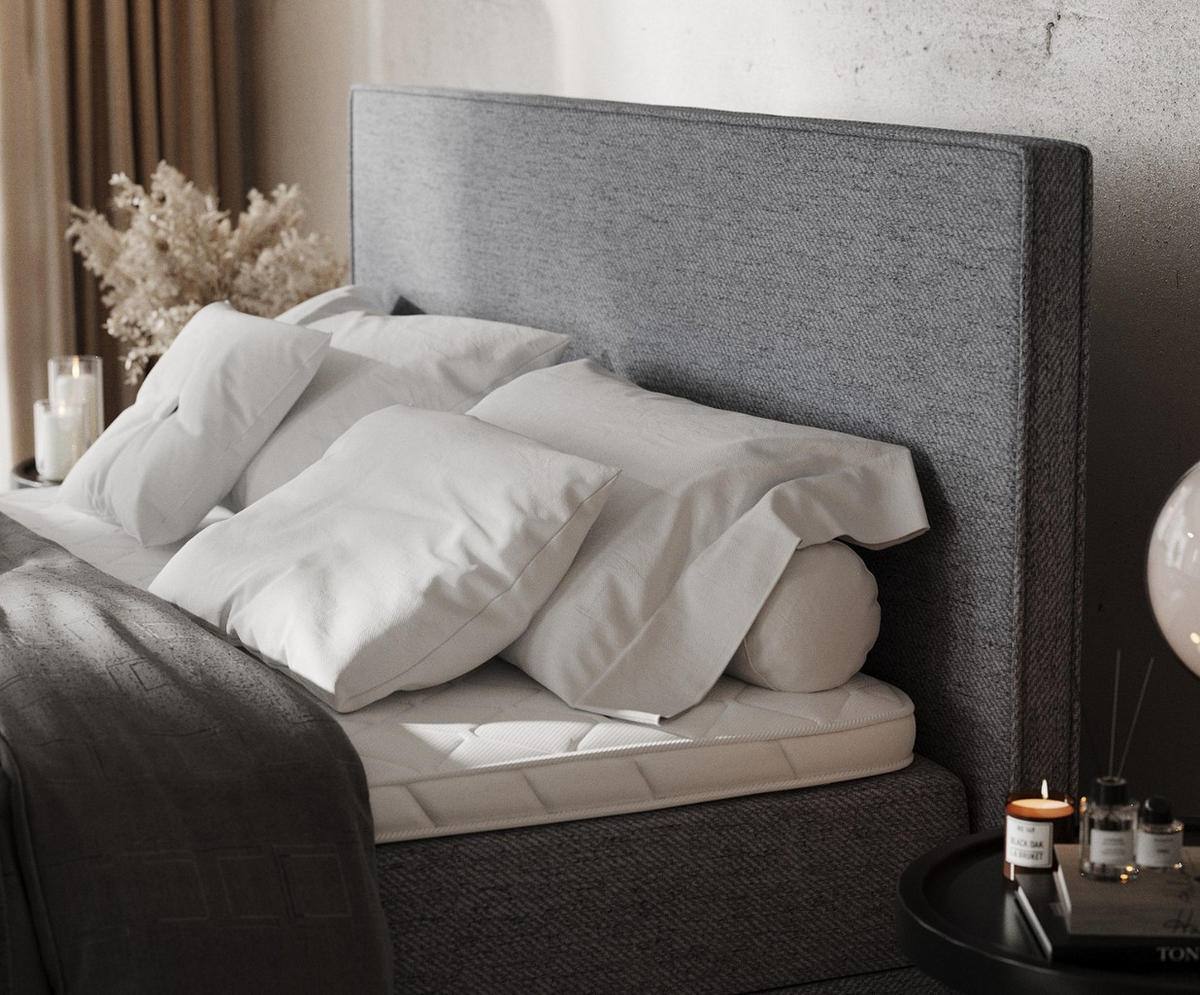 BOXBETT Velma 160/200 cm Grau im Neve Stoff - Schwarz/Grau, Holz/Holzwerkstoff (160/200cm) - AltaBeds